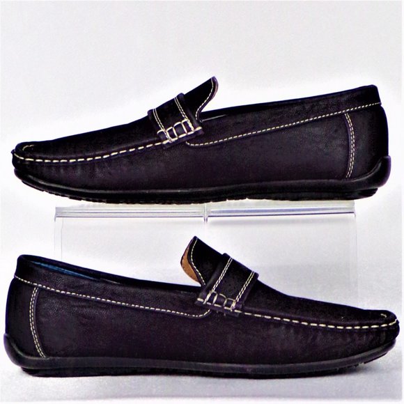 STEVE HARVEY CELEBRITY EDITION size 7 black flat-heel loafers all synth. mat. - Picture 4 of 16